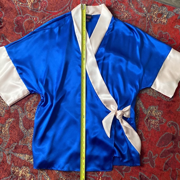 Satin Kama Sutra Lotus Wear Robe Royal Blue and Pink Size Small - Picture 7 of 7